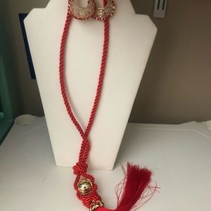 Mis collection three piece set mix match orange red necklace set